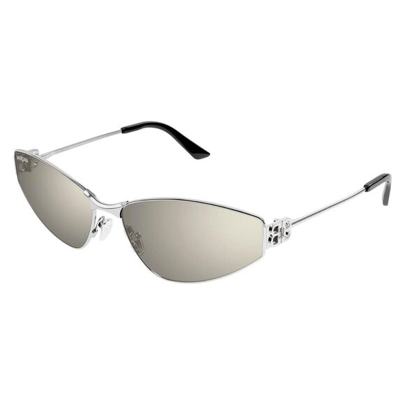 New Authentic  BALENCIAGA Everyday Silver Square BB0335S 006 Sunglasses Women - Picture 1 of 4